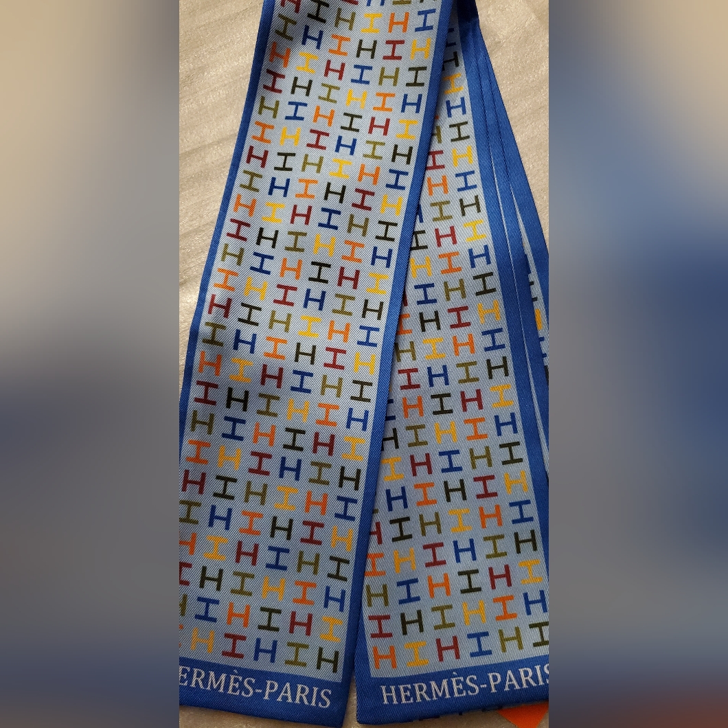 100 Silk Bag Twilly Colorful Patterned Scarf